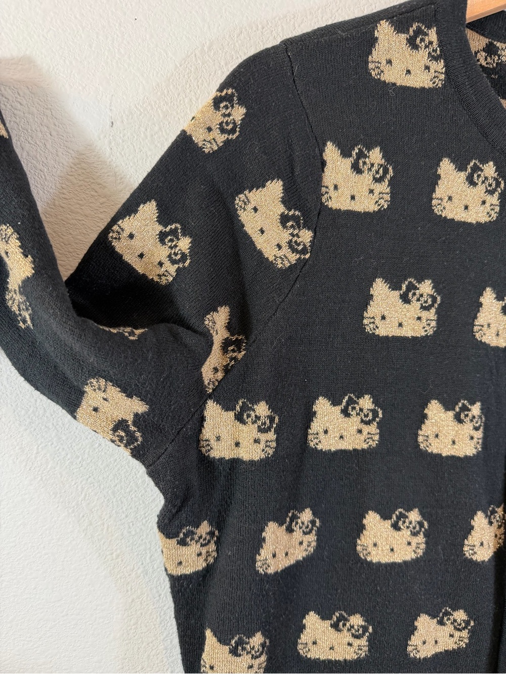 ModCloth x Hello Kitty Kawaii Icon Cardigan Size 1X Black Metallic Gold Logo - Picture 7 of 11